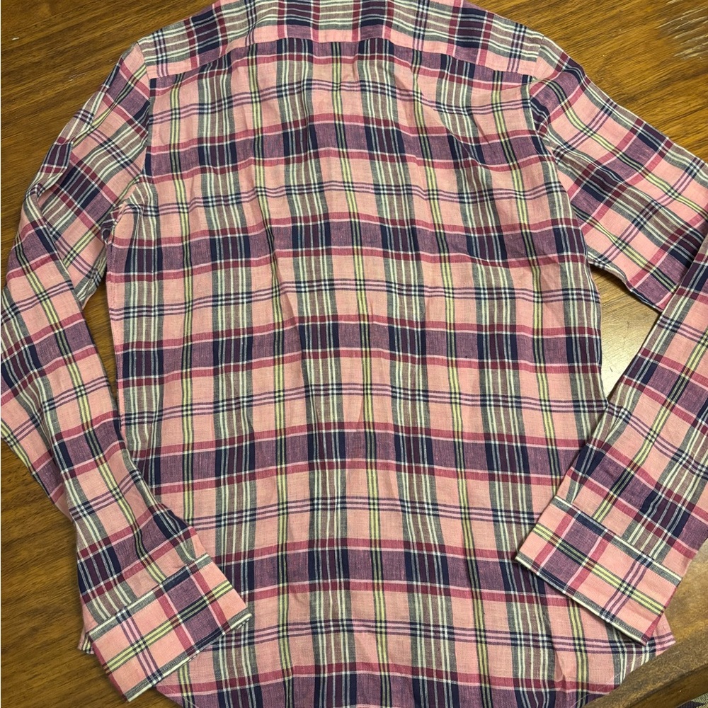 Ralph Lauren Sport women's long-sleeve checkered linen shirt slim fit - size 8 - Picture 6 of 9